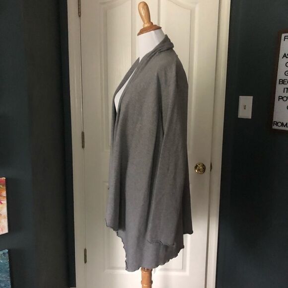 Pure Jill Gray Jersey Knit waterfall Cardigan - Picture 2 of 4